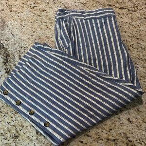 ND Metallic Vertical Stripe Lightweight Cropped Pants with Button Detail 3X